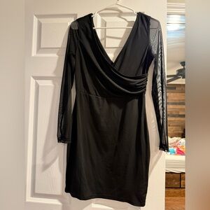 SHEIN Black Mesh Long Sleeve Dress